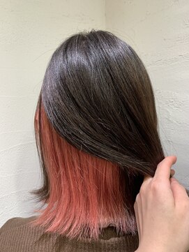 アジールヘア 池袋東口店(agir hair) ブリーチ＆ダブルカラーインナーカラーコーラルピンク