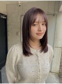 ミディアム　レイヤーカット　似合わせ　小顔　透明感カラー
