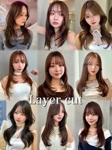 ロンドワン 三宮元町(Lond one)&nbsp;レイヤーカット/小顔/ハッシュカット/ココアベージュ/黒髪