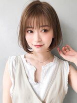 小顔カットハイライトカラーオリーブカラーセミウェットウェーブ