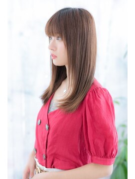 ミック ヘアアンドビューティー 大山店(miq  Hair&Beauty) オン眉バング☆大人ガーリー暖色系カラー小顔ストレートb