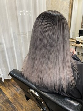 ファンド 千葉(fand) バレイヤージュ斜めバング/グレージュカラー/シルキーベージュ