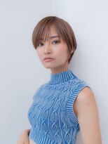 20代30代大人可愛い斜めバング小顔ショートボブシルキーベージュ