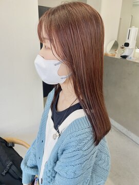 ヘアー アイス 御器所本店(HAIR ICI) 20代30代40代オレンジブラウン艶感ストレートナチュラル