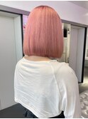 ボブ/ピンクベージュカラー/ブリーチ/ダブルカラー/原宿