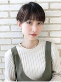 前髪あり耳掛け丸みくびれショートボブ20代30代40代50代(蘭)