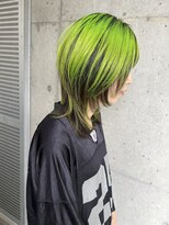 ガルボ ヘアー(garbo hair)&nbsp;ウルフ　レイヤー　ライムグリーン　ケアブリーチ