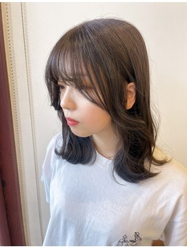 ルナス 福岡天神(LUNAS) 顔周りcut + 透け感グレージュ