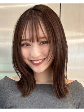 ヘアアンドライフ リー 山形北店(Re...) 韓国風ミディアムレイヤー/アプリコットブラウン/20代30代40代