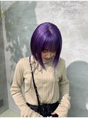 バイオレット　ブリーチ　ボブ　ダブルカラー