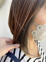 櫛の屋 前下がり×秋色カーキアッシュインナー《ラムネhairヒサマツ》
