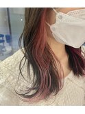 【透明感艶カラー】グレージュカラー×インナーピンク