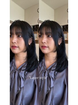 ヘアラウンジ アンリオ(hair lounge an rio) 顔周りレイヤー×暗紙カラー