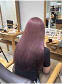 ダメージレスブリーチカラーふんわり暖色カラーピンクロングヘア