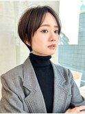 大人ショート前髪なしショートボブショートヘア丸みショート