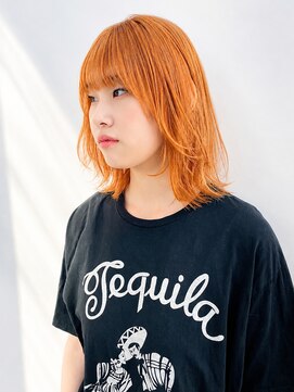 ユイマァル 倉敷(YUIMARL) 倉敷派手髪カラー20代30代40代ブリーチハイトーンオレンジカラー