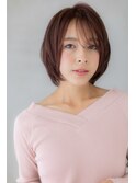 大人可愛いピンクベージュ前下がりミニボブ303Z上尾20代30代40代
