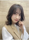 【misa】韓国風コテ巻きパーマ×ミディアムくびれヘア