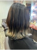 大人可愛い外ハネボブ×ソフトグレージュグラデーション20代30代