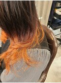 20代30代40代大人可愛い毛先カラー透明感ブラッドオレンジ