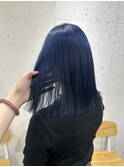 ネイビーブルーケアブリーチイルミナカラー10代20代