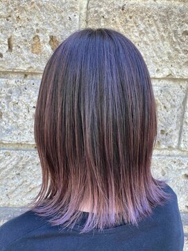ヘアースペース ミツオ(hair space MITSUO) ♯パープルガーネット♯外はねボブ♯ダブルカラー