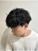 シャドウパーママッシュショートツーブロックメンズ