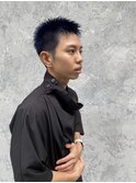 青髪ブルーカラーハイトーン坊主ソフモヒ刈り上げブリーチ2回
