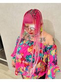派手髪女子ピンクグラデーションブレイズヘアHIRO