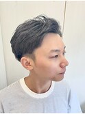 メンズビジネスツーブロックニュアンスアイロンパーマ毛流れ