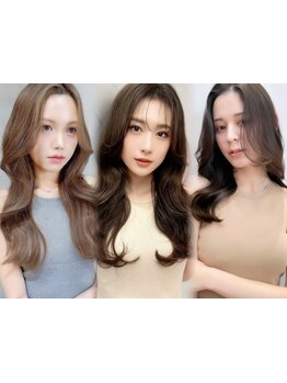 [カット+N.カラー+3stepTR\12900]前髪/顔周りレイヤーカットで小顔に！伸ばしかけも可愛い韓国ヘア[錦糸町]