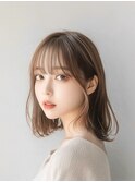 透明感カラー/耳かけボブ/オリーブベージュ