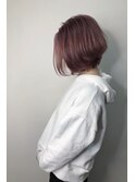 ラベンダーカラー_マロンベージュ Aラインボブ かきあげ