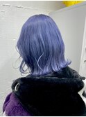 ダブルカラーブルーラベンダーケアブリーチハイトーンミニボブ
