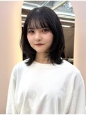 前髪イメチェンアンブレラカラーウェーブパーマ風こなれミディ