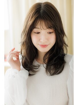 カバーヘア ブリス 川口(COVER HAIR bliss) 黒髪アッシュ大人巻きウェーブミディアムZ川口30代40代