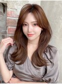2wayバング 韓国前髪 シースルー ミディアム くびれヘア　顔周り