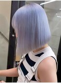 渋谷 ペールブルー アイスラベンダー　モードボブ　ケアブリーチ