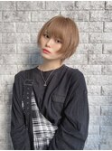 ミニウルフ/くすみブルー/流れるレイヤー/インナーハイライト