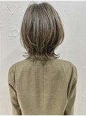 ひし形小顔ウルフオフィスハイライトボブウルフ ウルフカット