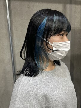 ラック(LUCK) ブルーインナー/船橋/くすみベージュ/細めハイライト