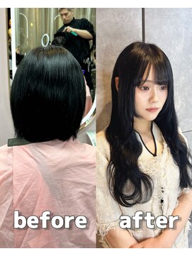 ガルボヘアー 心斎橋店(garbohair) 心斎橋プルエクステビフォーアフターボブからロング