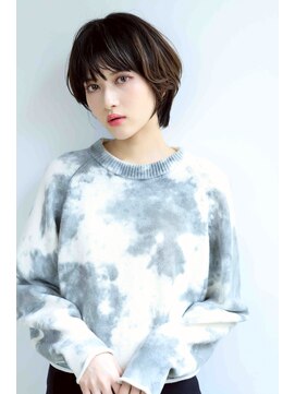 アボヘアー(Abo hair) 大人かわいいひし形束感ショート×ダークブラウン20代30代40代