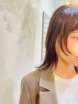クレエ ヘアー デザイン(creer hair design) 小顔レイヤー似合わせカットミディ×ミルクティーインナーカラー