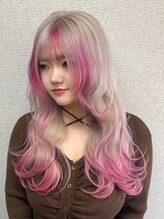 リエンスクレア(RIENS xrea)&nbsp;ホワイトベージュ*ピンク裾カラー*ブロックカラー*山本優舞