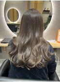 オリーブグレージュ×ロングレイヤー