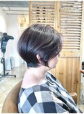 ナチュラル顔まわりレイヤーショート 暗髪ブラウン