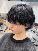 マッシュウルフ波巻きスパイラルパーマシャドウツイスパ緩め束感