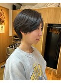大人柔らかベージュハンサムショート丸みショート