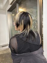 オーン(OOn)&nbsp;地毛ブラックとポイントブリーチのシャギーウルフ